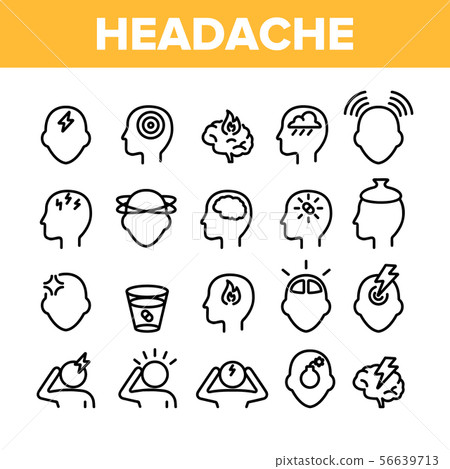 Collection Headache Elements Icons Set Vector 56639713