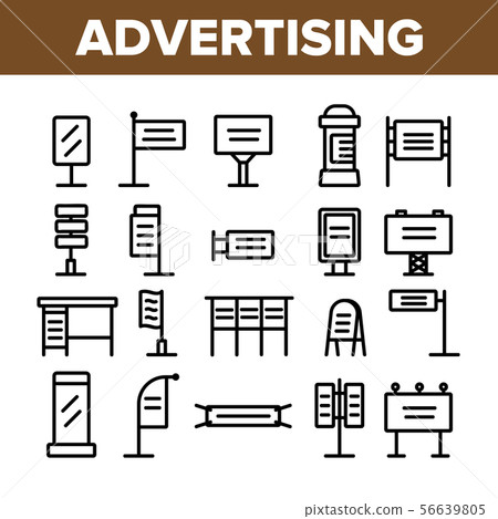 Collection Outdoor Advertising Icons Set Vector - Stock Illustration ...