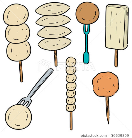 vector set of meatball, fish ball, pork ball and 56639809
