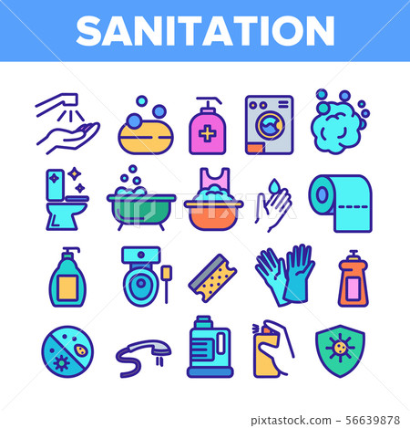 Color Sanitation Elements Icons Set Vector Color Sanitation Elements Icons Set Vector 56639878