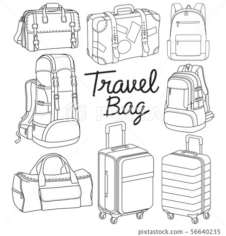 Travel bag backpack doodle style vector 56640235