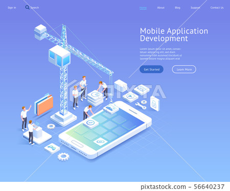 Mobile application development vector isometric 56640237