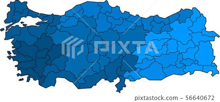 Blue outline Turkey map on white background. Blue outline Turkey map on white background. 56640672