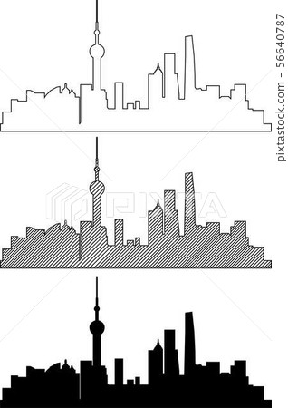 Simplicity outline Shanghai business district. Simplicity outline Shanghai business district. 56640787