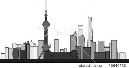 Simplicity outline Shanghai business district. Simplicity outline Shanghai business district. 56640788