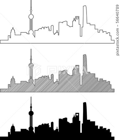 Simplicity outline Shanghai business district. 56640789