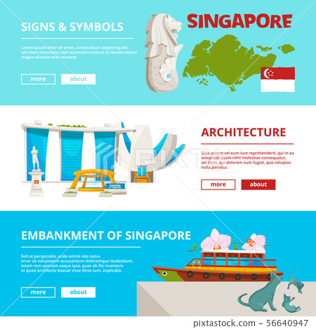 Banners template with cultural objects and landmarks of singapore 56640947