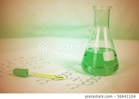 Laboratory test tube with dropper and chemical 56641104