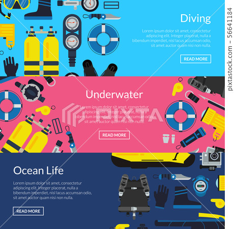 Vector underwater diving horizontal banner... - Stock Illustration ...
