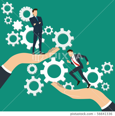 big hand holding businessman and gears - Stock Illustration [56641336 ...