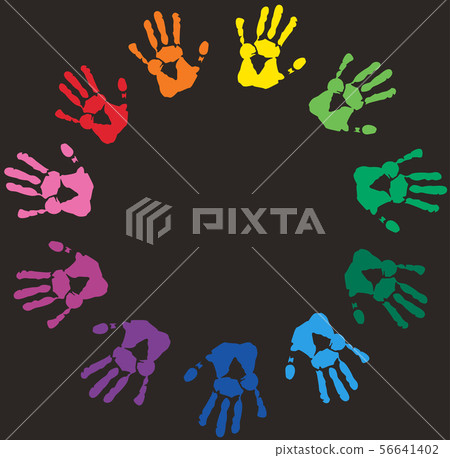 Colorful Hand prints background Colorful Hand prints background 56641402