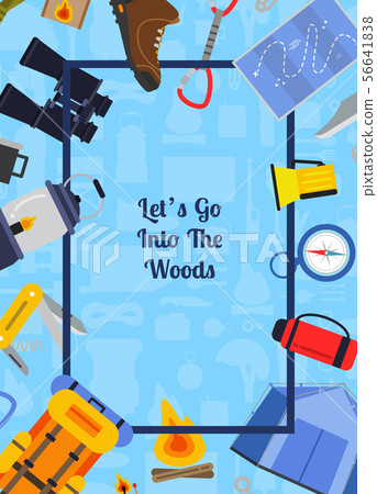 Vector flat style camping elements illustration - Stock Illustration ...