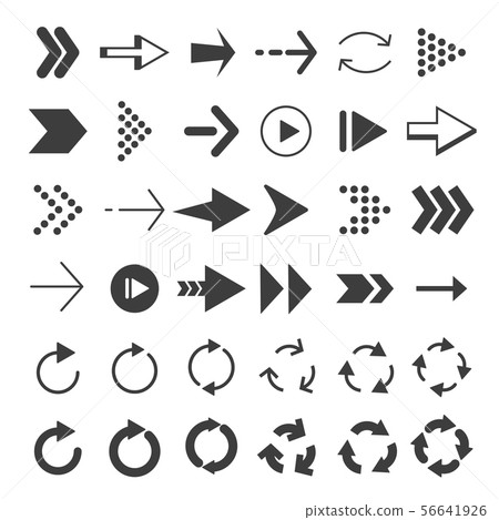 Monochrome pictures of modern arrows in different styles 56641926