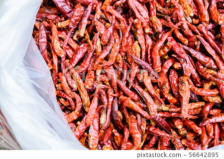 Dried red chillies 56642895