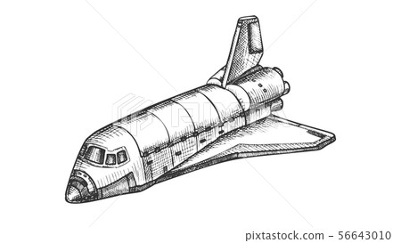 Space Exploring Ship Shuttle Monochrome Vector 56643010