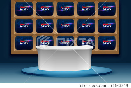 white table with retro tv background in the news s