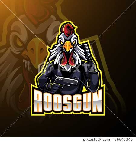 Rooster with gun mascot logo design 56643346