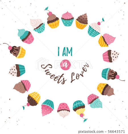 cupcakes circle composition - Stock Illustration [56643571] - PIXTA