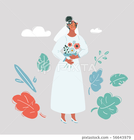 Bride character on white backgound. Bride character on white backgound. 56643979