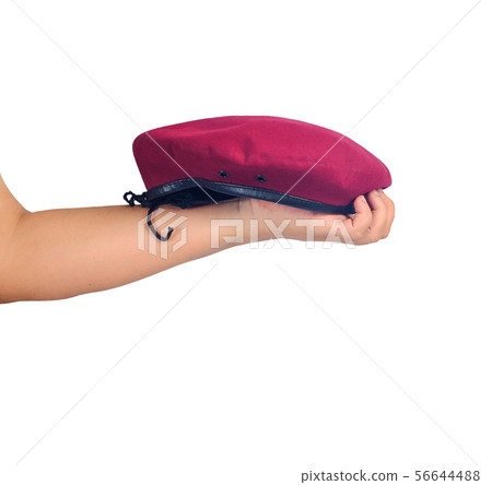 Red beret hat on isolate background. Red beret hat on isolate background. 56644488