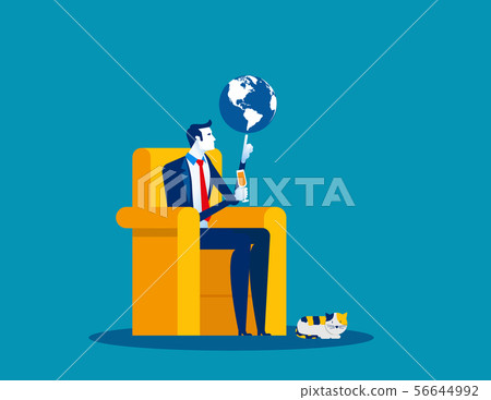 Businessman and globe at fingertips. Concept Businessman and globe at fingertips. Concept 56644992