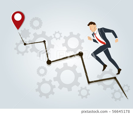 Businessman running with gears 56645178