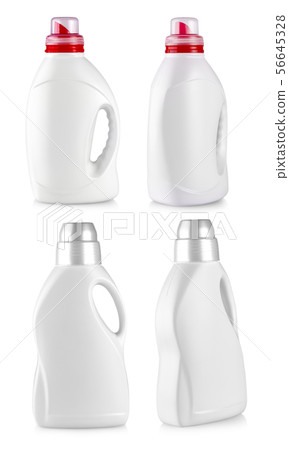 The white plastic bottle with a handle on white 56645328