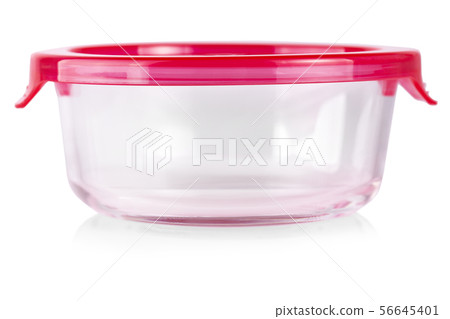 The glass food container with red plastic lid 56645401