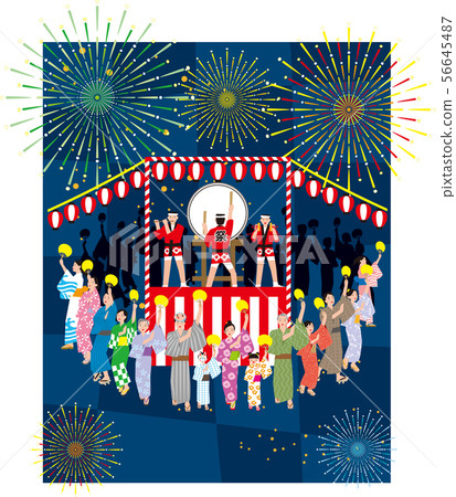 邦舞。日本傳統活動。矢量素材 56645487