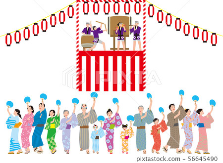 Bon dance. Japanese traditional event. Vector material Bon dance. Japanese traditional event. Vector material 56645490