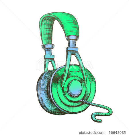 Color Listening Audio Device Cable Headphones Ink Vector Color Listening Audio Device Cable Headphones Ink Vector 56648085