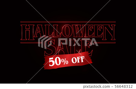 Halloween Sale 50% off text logo, 80's style Halloween Sale 50% off text logo, 80's style 56648312