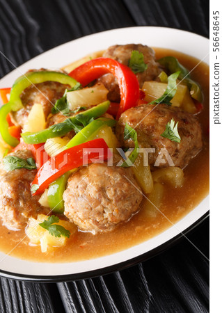Hawaiian meatballs with pineapples and vegetables 56648645