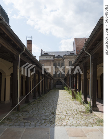 Street with atrium and pillars in Historic old town of Zittau, Saxony, Germany. Summer sunny day Street with atrium and pillars in Historic old town of Zittau, Saxony, Germany. Summer sunny day 56649063