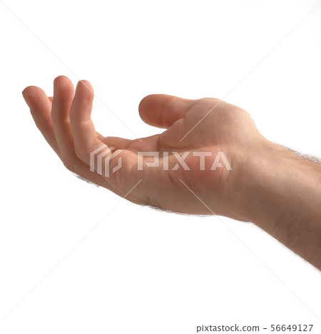 Hand open and ready to help or receive. Gesture isolated on white background with clipping path 56649127