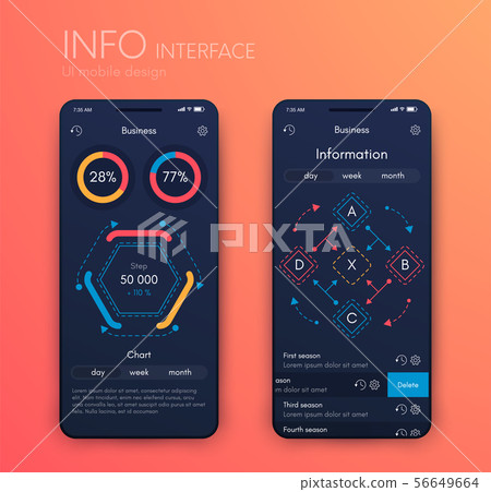 Mobile application interface. Ui design, stock vector Mobile application interface. Ui design, stock vector 56649664
