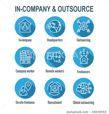 In-Company and Outsource Icon Set with 56649958
