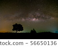 Milky way over the mountain 56650136