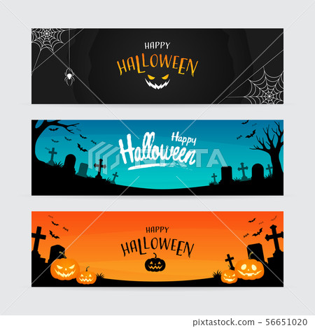 set of horizontal happy Halloween banner 56651020