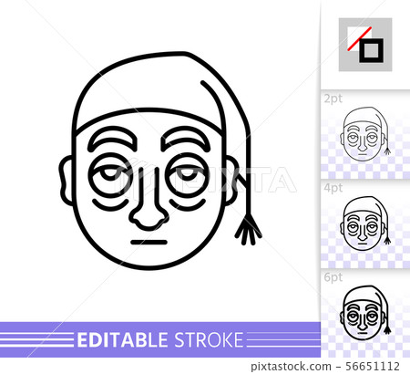 Tired Face insomnia sleep thin line vector icon 56651112