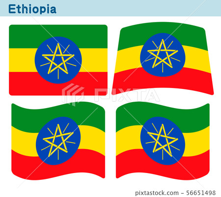 "Ethiopian flag" icon design in four shapes 56651498