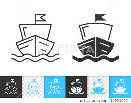 Sailing Ship simple black line vector icon Sailing Ship simple black line vector icon 56651663