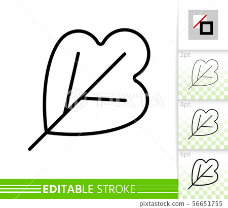 Leaf plant foliage simple black line vector icon - Stock Illustration ...