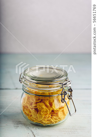 Jar full of corn flakes 56651769