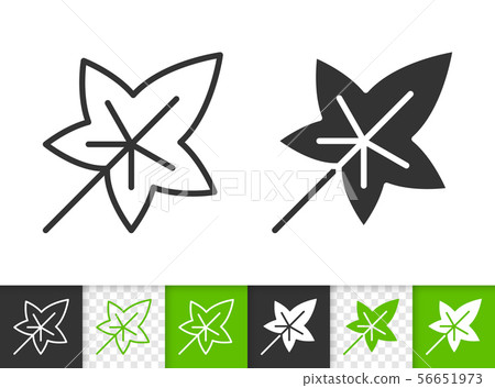 Green leaf of tree simple black line vector icon 56651973