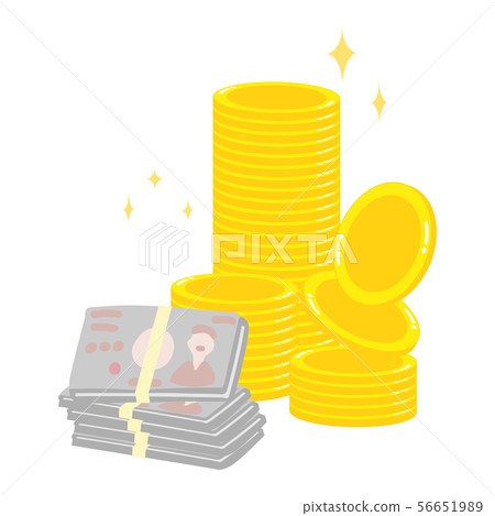 票據和硬幣的例證 56651989