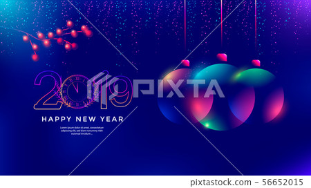 New Year greeting card design with christmas ball. New Year greeting card design with christmas ball. 56652015