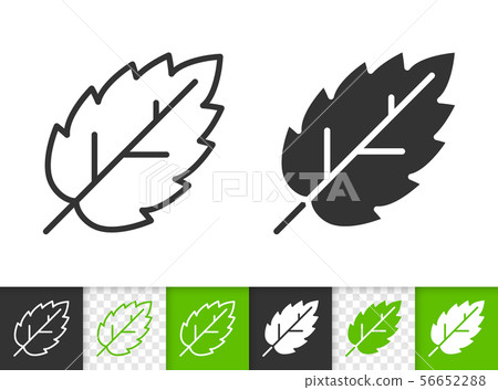 Green Leaf of tree simple black line vector icon - Stock Illustration ...