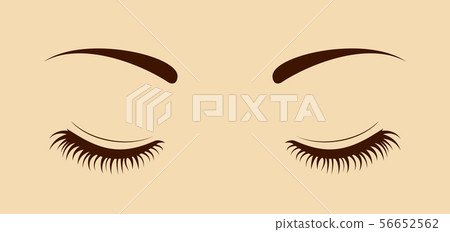 閉著眼睛的眼睛的特寫（用睫毛） 56652562