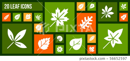 Organic Leaf white silhouette icons vector set 56652597